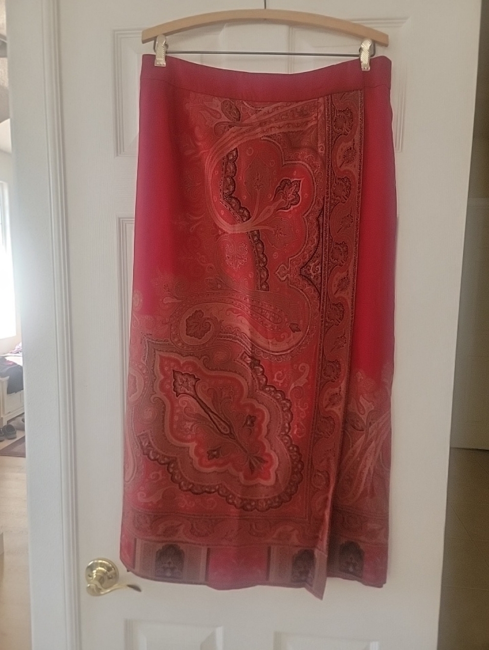 TALBOTS Red Multicolored Paisley Print 100% Wool Skirt